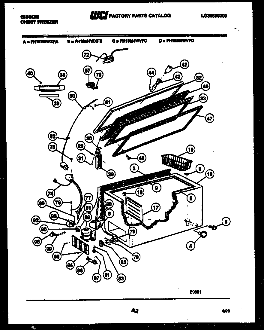 Gibson FH18M4WXFB chest freezer parts diagram