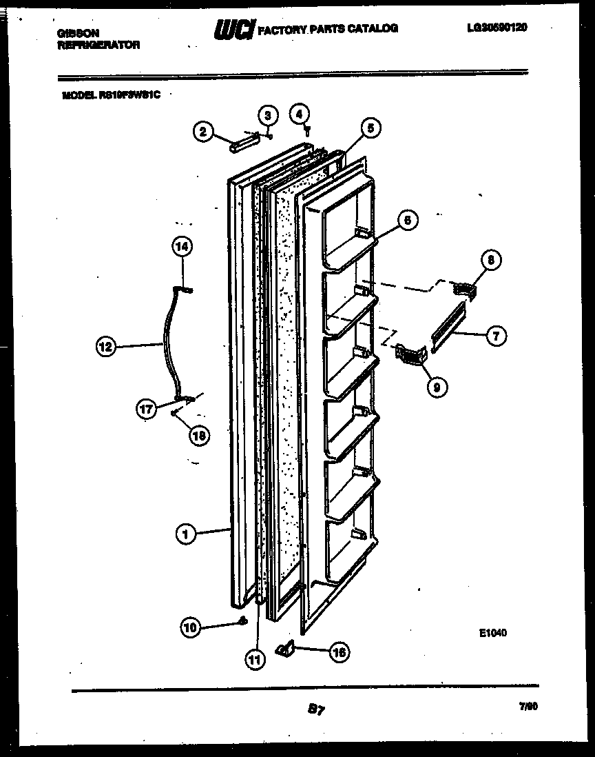 Gibson RS19F3WS1C freezer door parts diagram