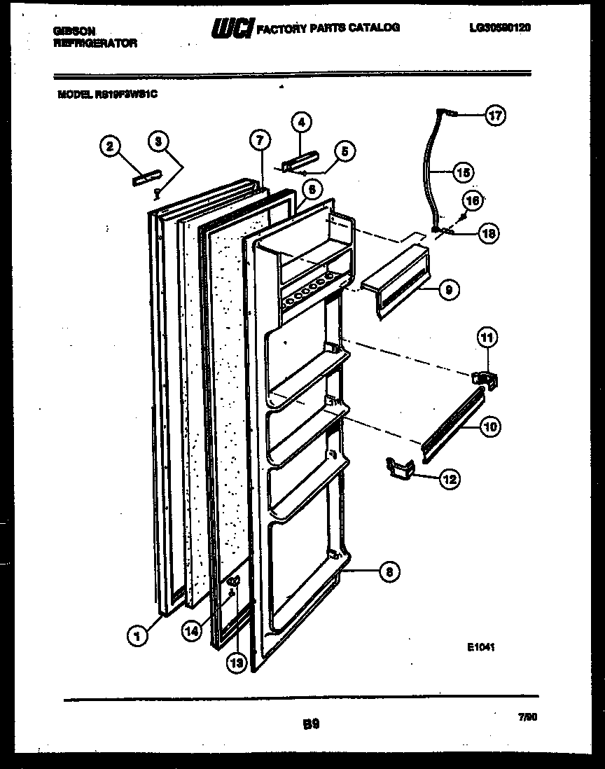 Gibson RS19F3WS1C refrigerator door parts diagram