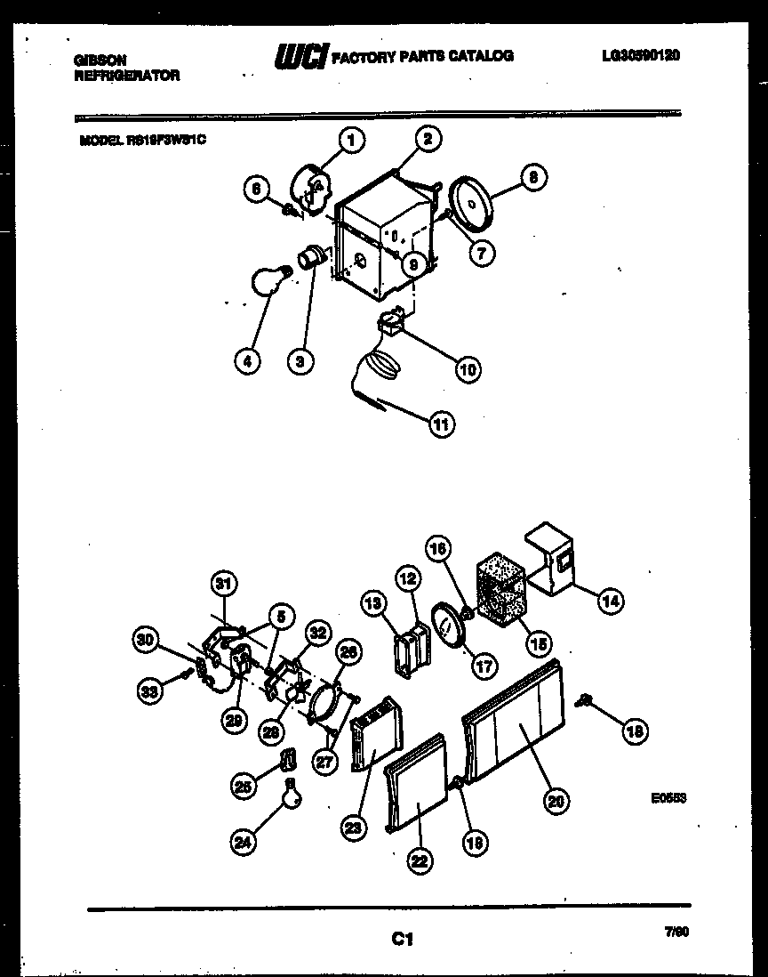 Gibson RS19F3WS1C refrigerator control assembly, damper control assembly and f diagram