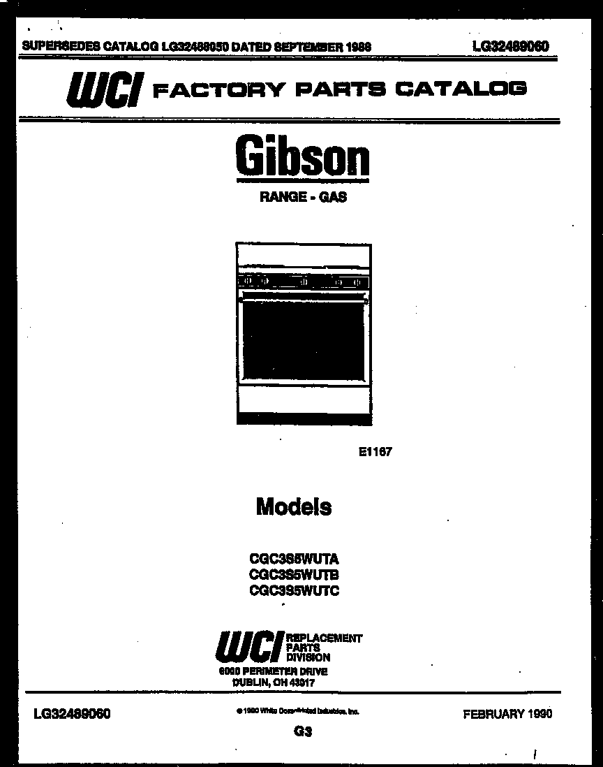 Gibson CGC3S5WUTA cover page diagram