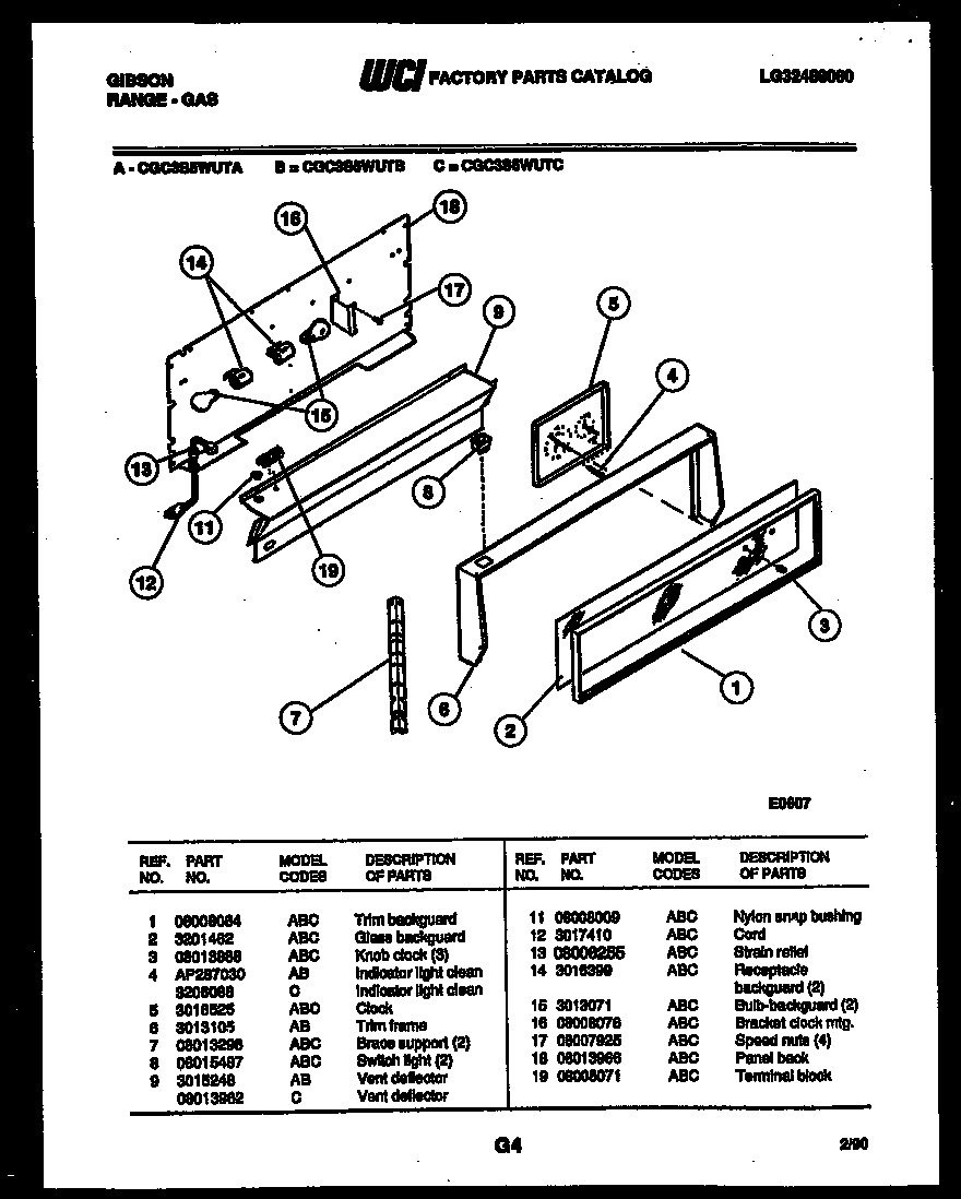 Gibson CGC3S5WUTA backguard diagram