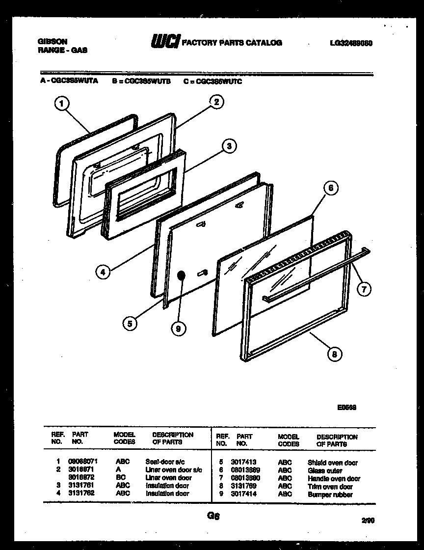 Gibson CGC3S5WUTA door parts diagram