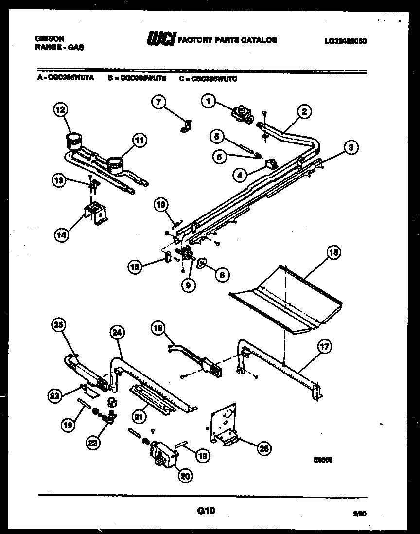 Gibson CGC3S5WUTA burner parts diagram