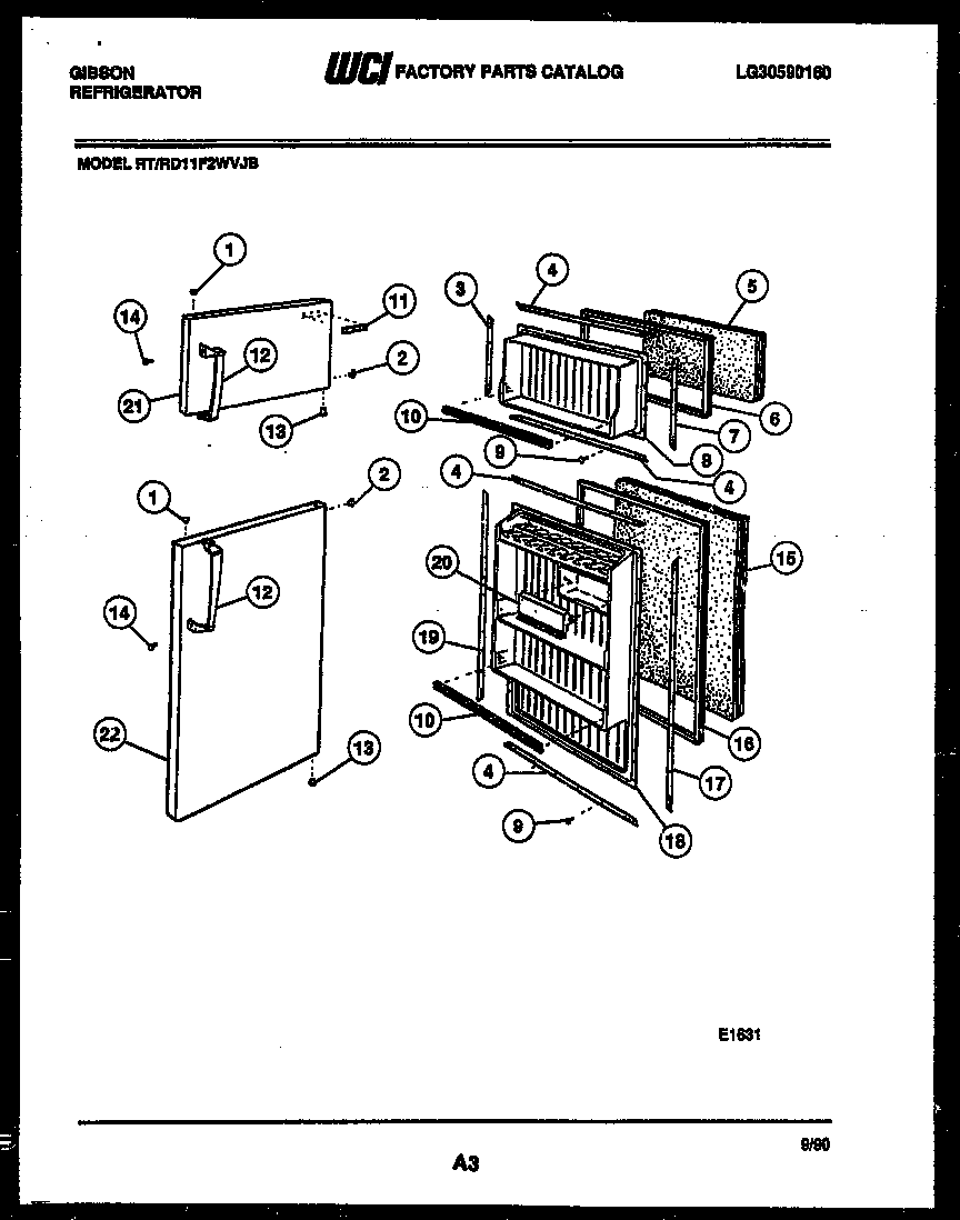 Gibson RT11F2WVJB door parts diagram