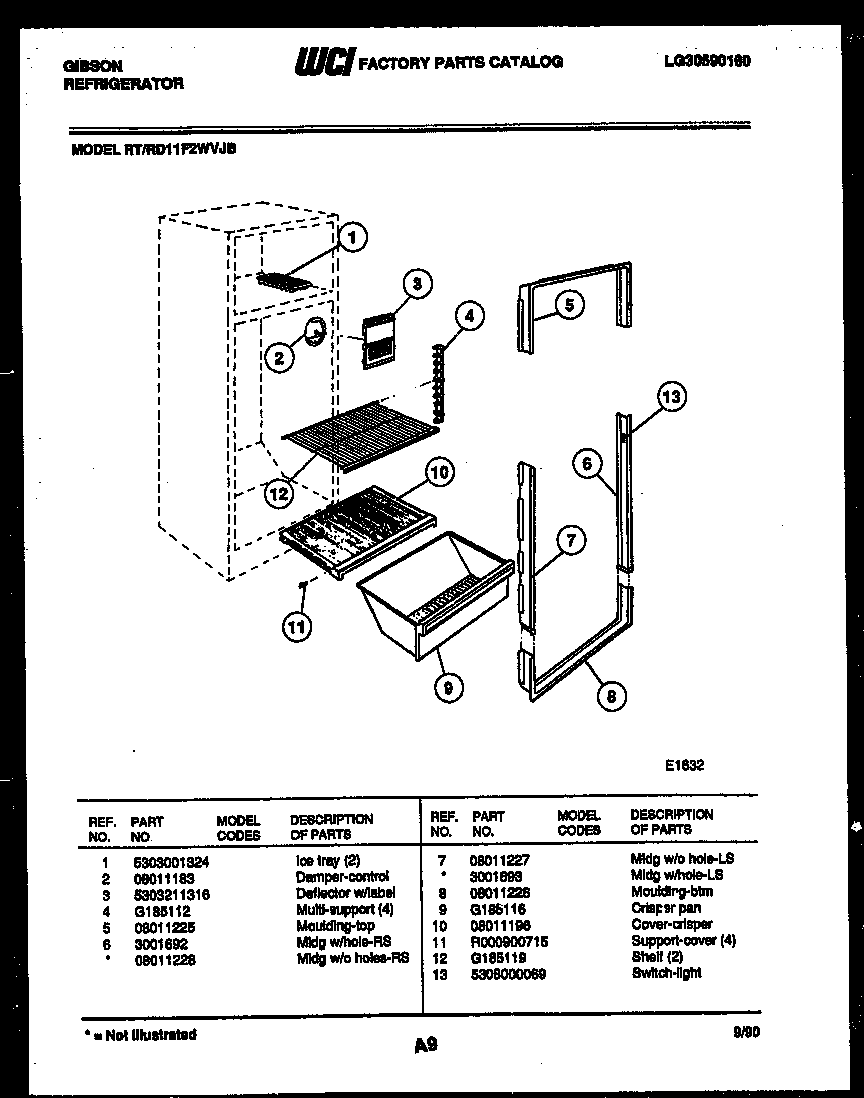 Gibson RT11F2WVJB shelves and supports diagram