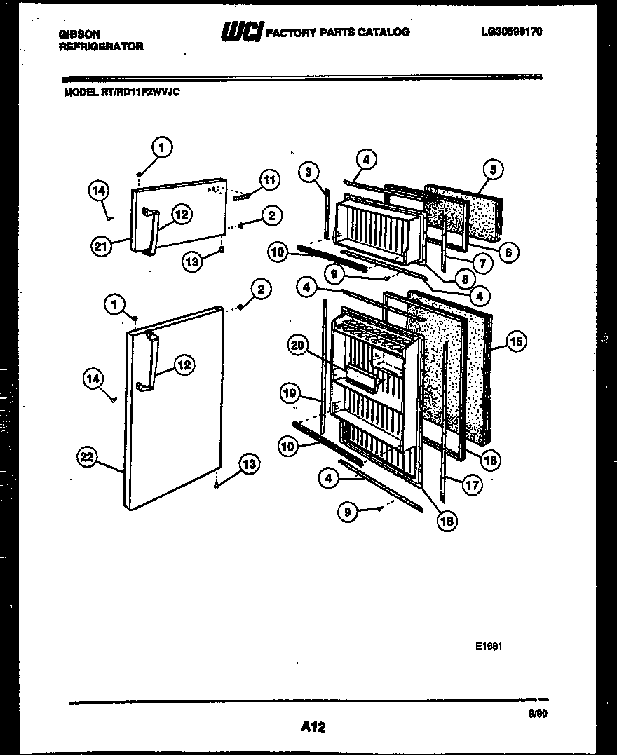 Gibson RT11F2WVJC door parts diagram
