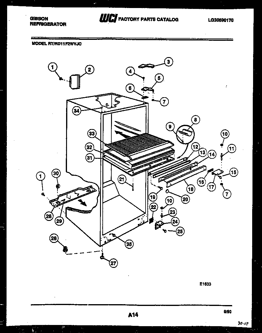 Gibson RT11F2WVJC cabinet parts diagram