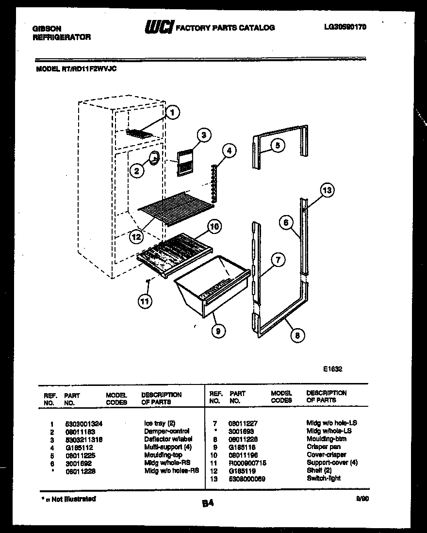 Gibson RT11F2WVJC shelves and supports diagram