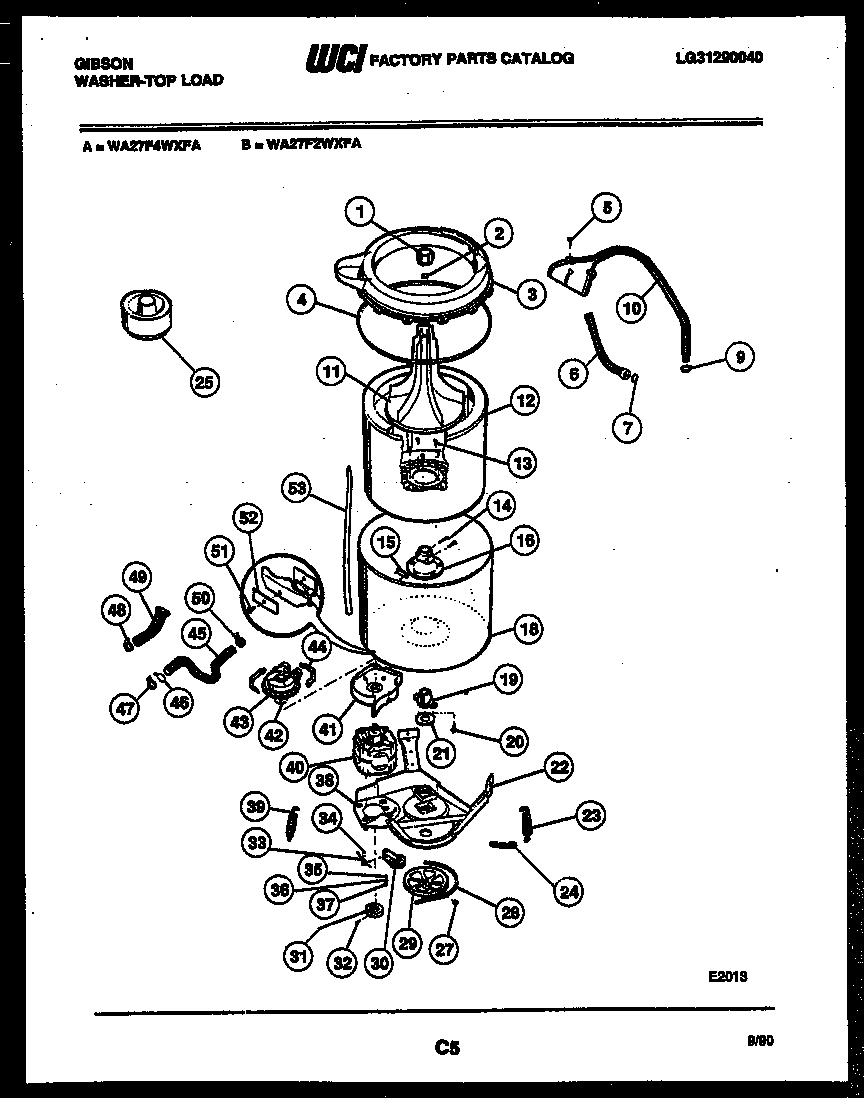 Gibson WA27F4WXFA tub detail diagram