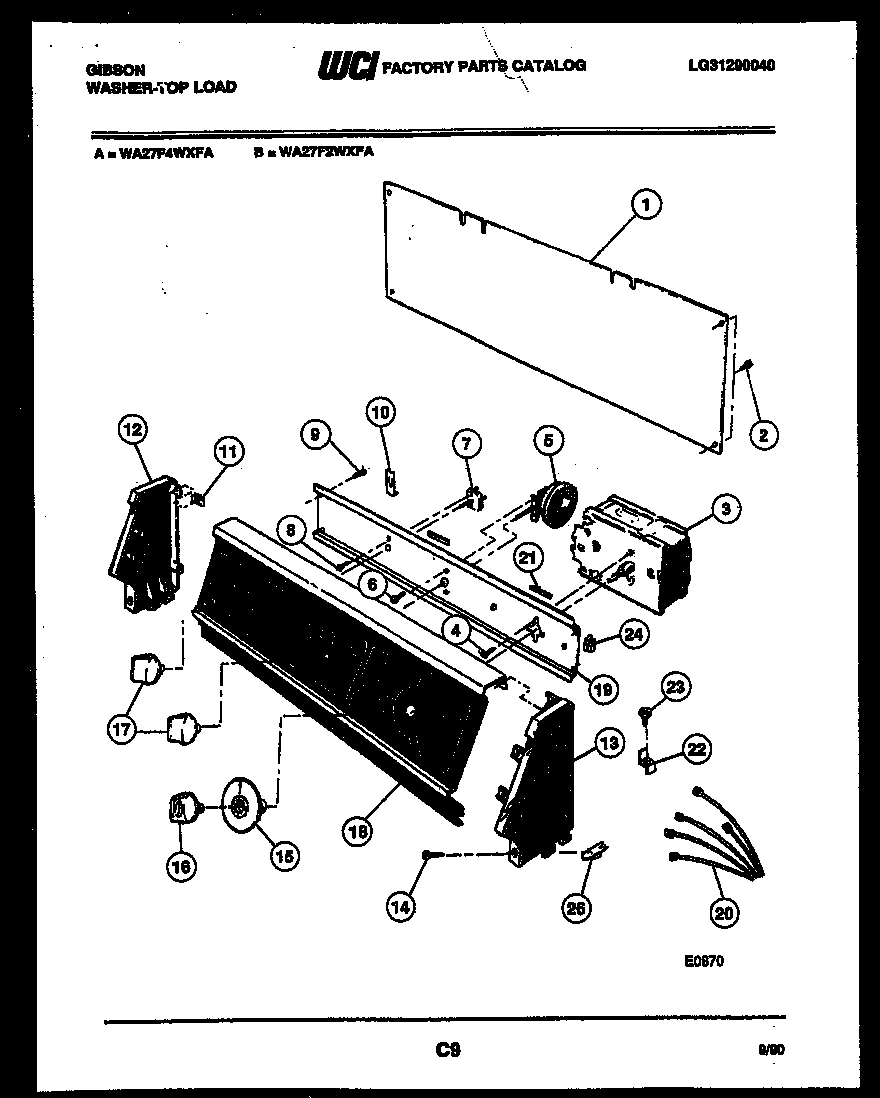 Gibson WA27F4WXFA control parts diagram