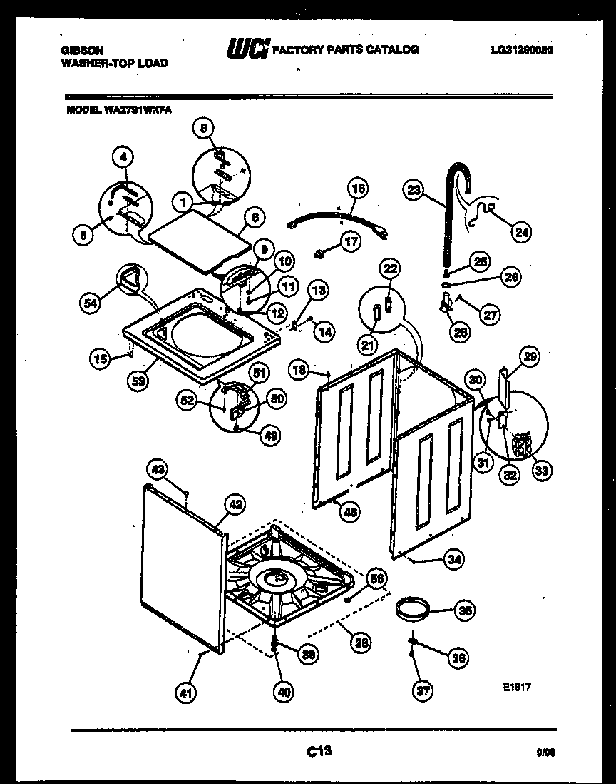 Gibson WA27S1WXFA cabinet parts diagram
