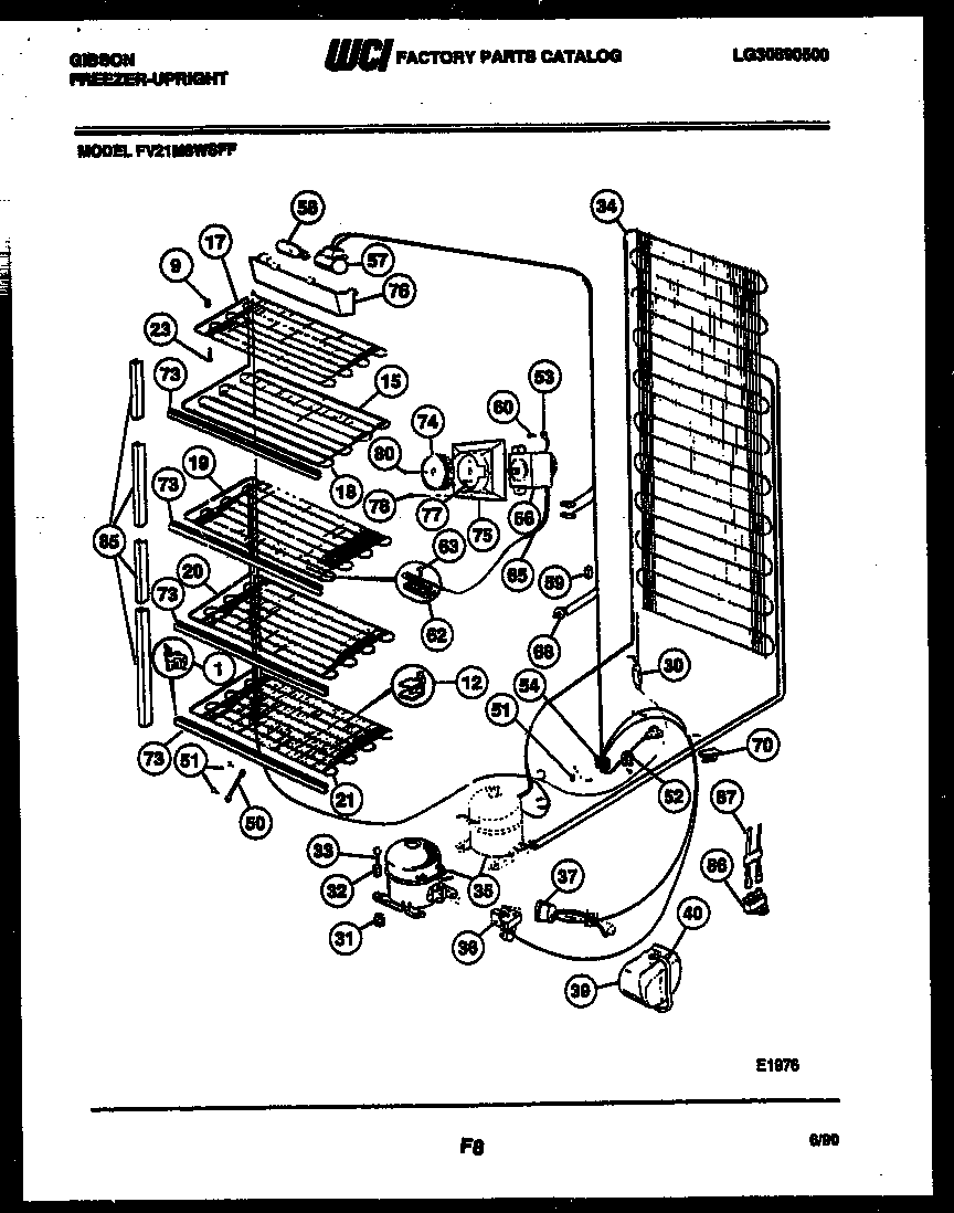 Gibson FV21M8WSFF system and electrical parts diagram
