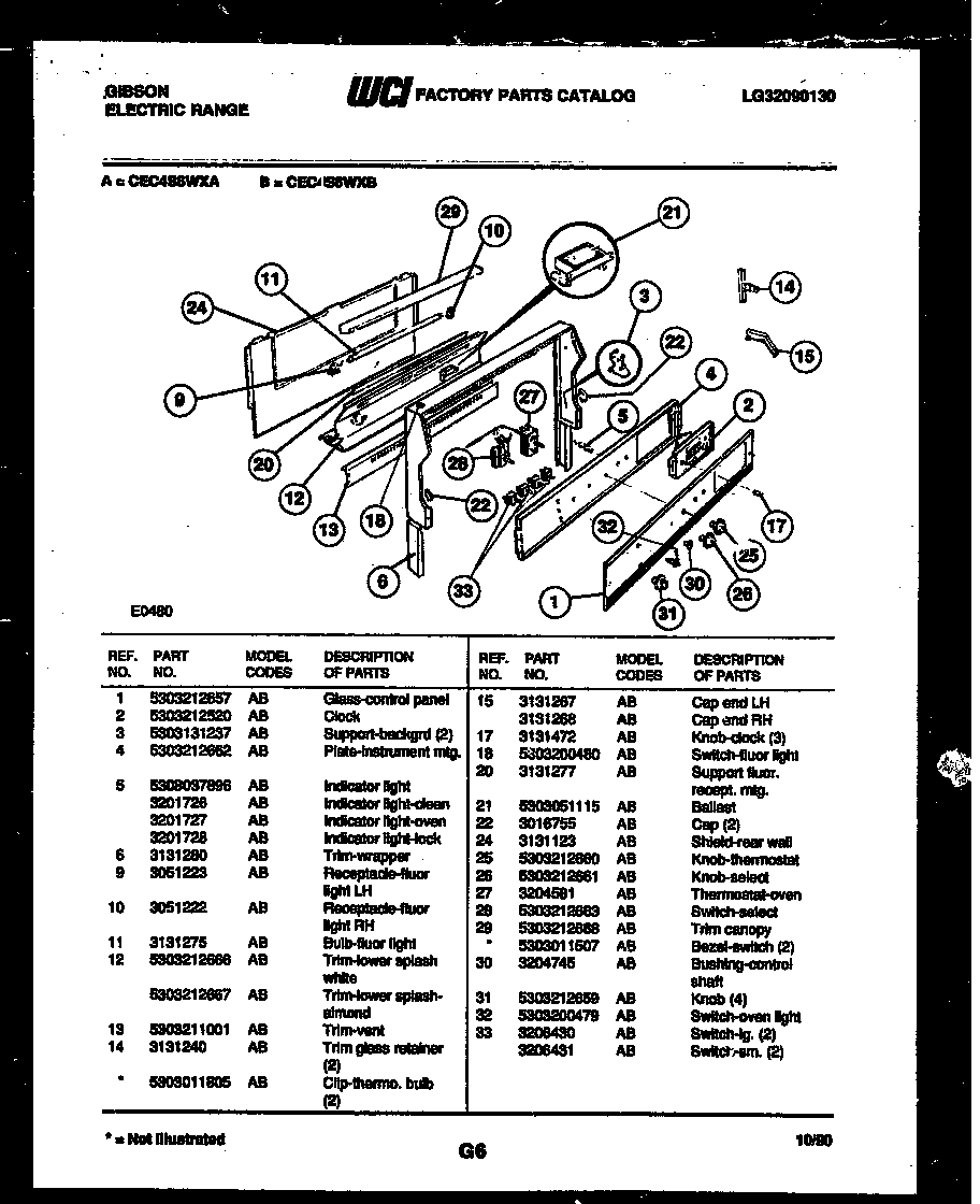 Gibson CEC4S6WXA backguard diagram