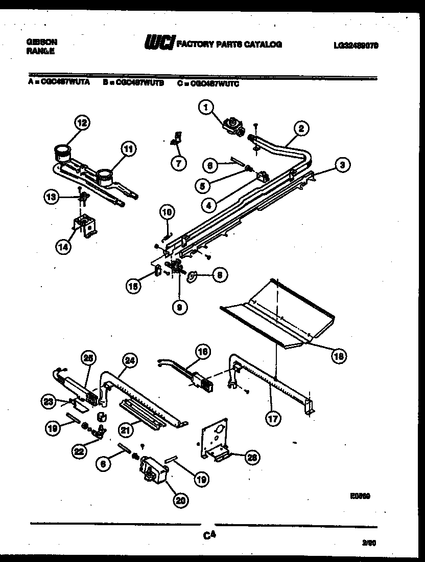 Gibson CGC4S7WUTA burner parts diagram
