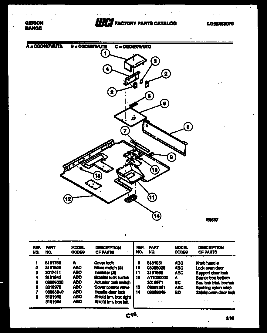 Gibson CGC4S7WUTA burner box parts diagram
