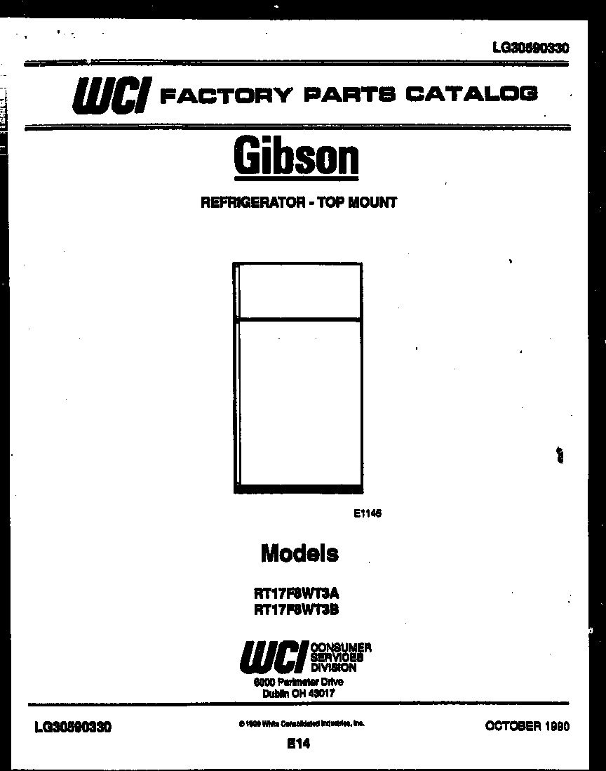 Gibson RT17F8WT3B cover page diagram