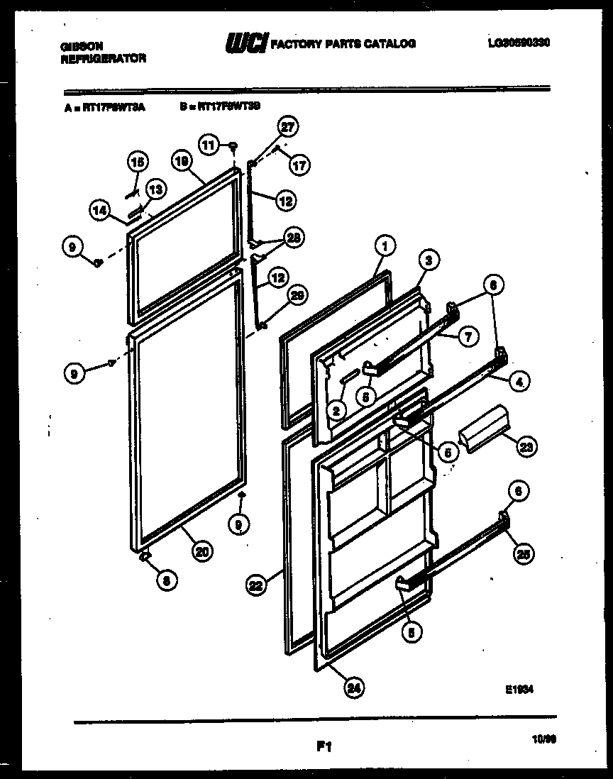 Gibson RT17F8WT3B door parts diagram