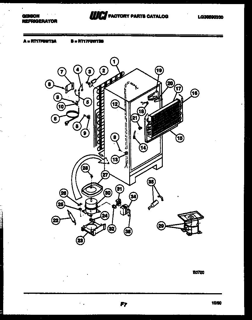 Gibson RT17F8WT3B system and automatic defrost parts diagram