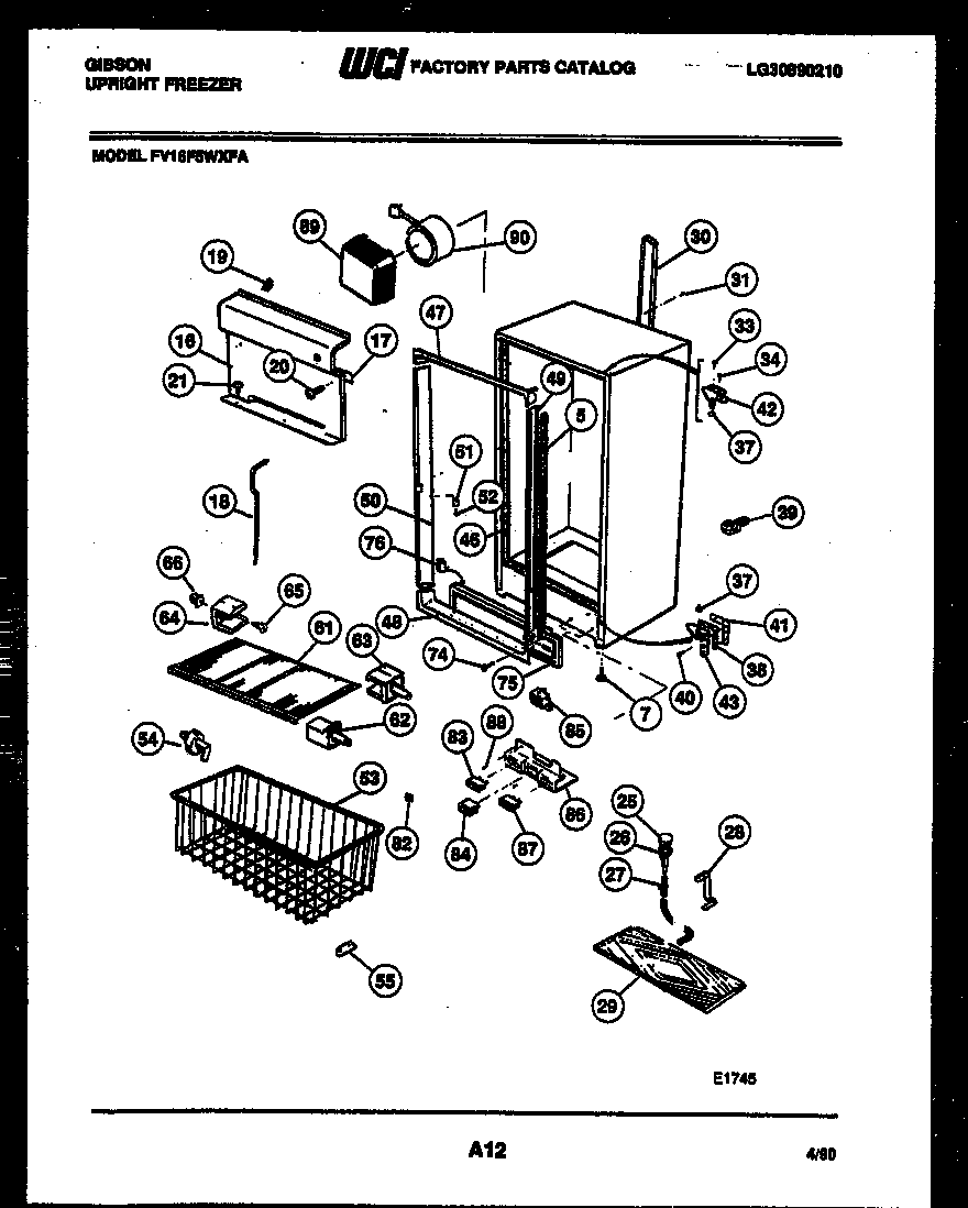 Gibson FV16F5WXFA cabinet parts diagram