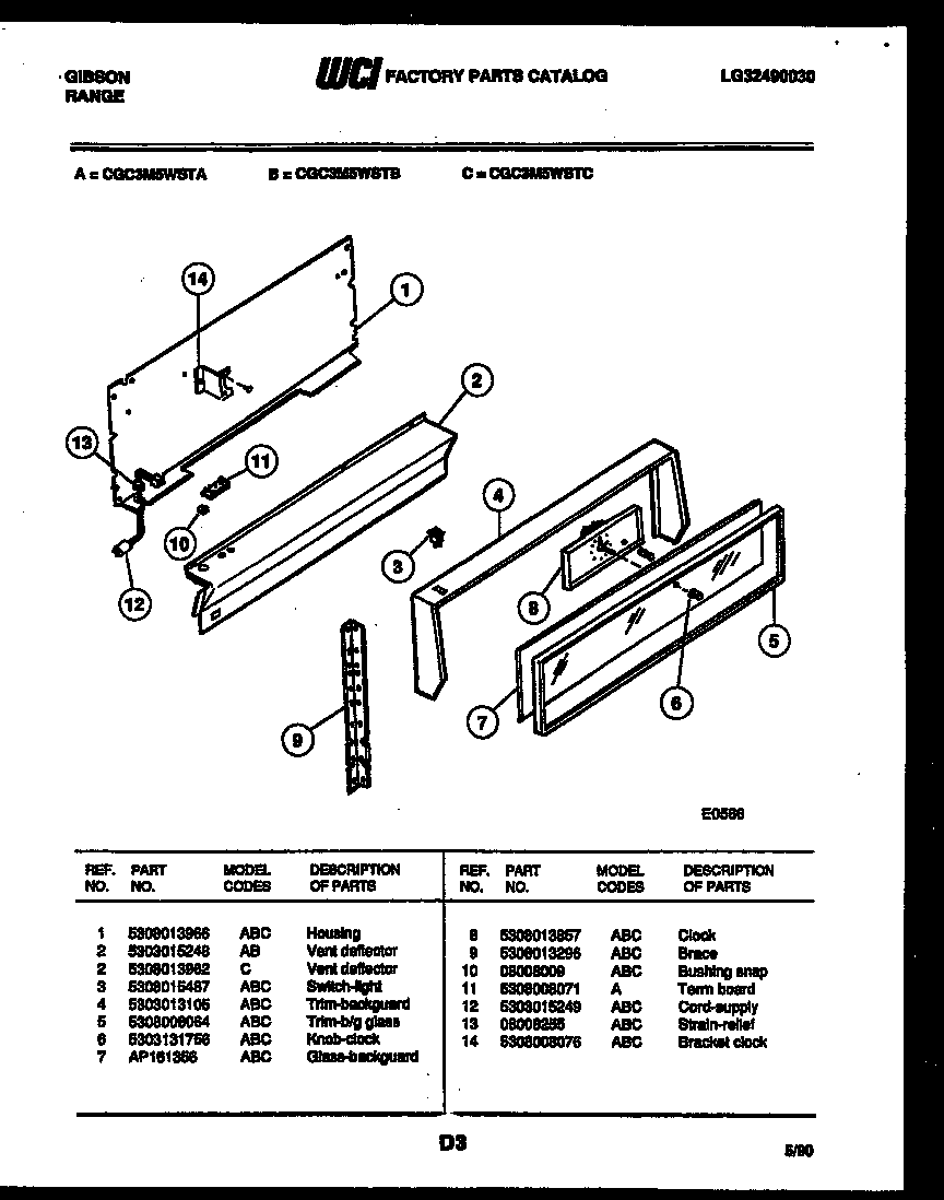 Gibson CGC3M5WSTC backguard diagram