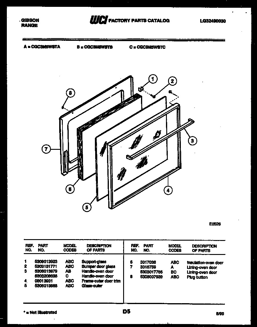 Gibson CGC3M5WSTC door parts diagram