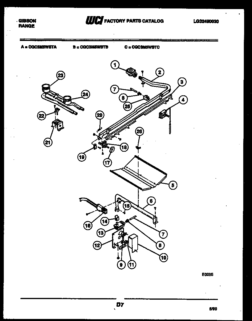 Gibson CGC3M5WSTC burner parts diagram
