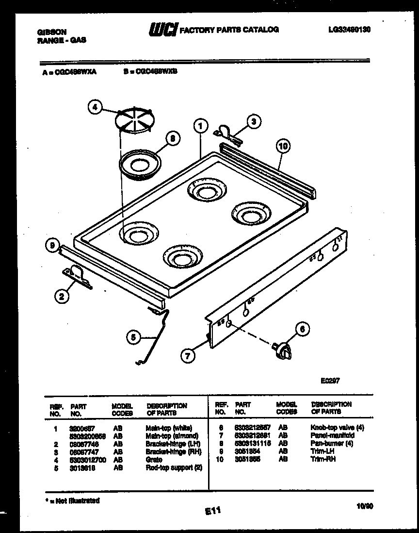 Gibson CGC4S8WXB cooktop parts diagram