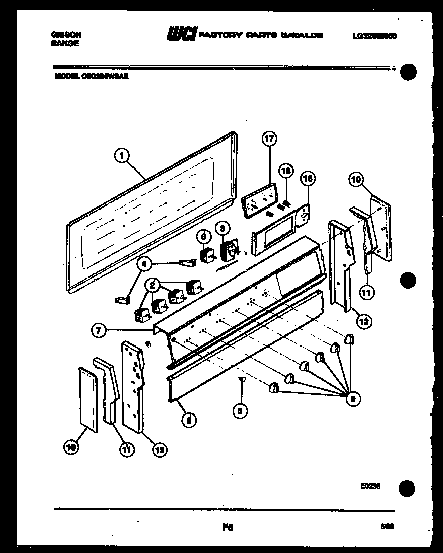 Gibson CEC3S5WSAE backguard diagram