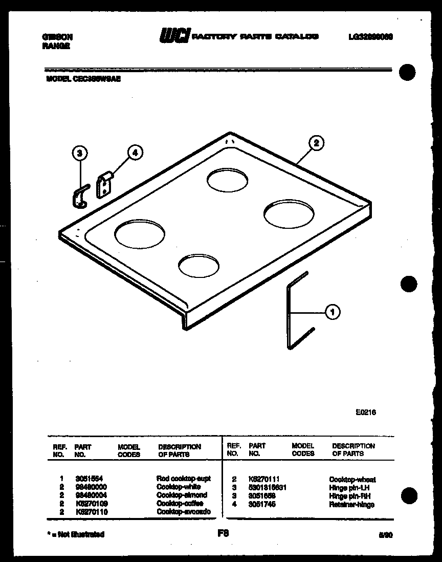 Gibson CEC3S5WSAE cooktop parts diagram