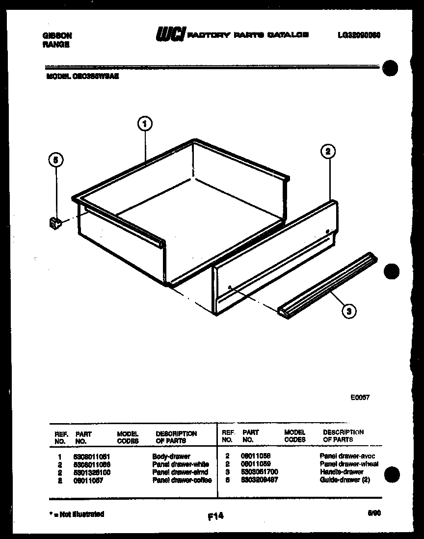 Gibson CEC3S5WSAE drawer parts diagram