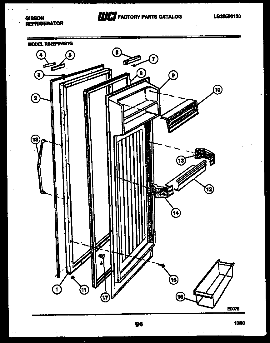 Gibson RS22F9WS1G refrigerator door parts diagram