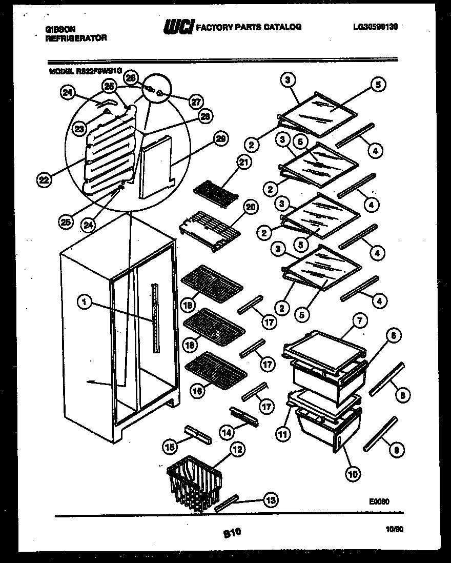 Gibson RS22F9WS1G shelves and supports diagram