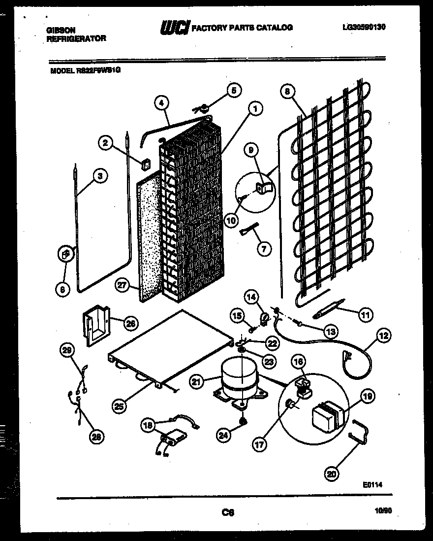 Gibson RS22F9WS1G system and automatic defrost parts diagram