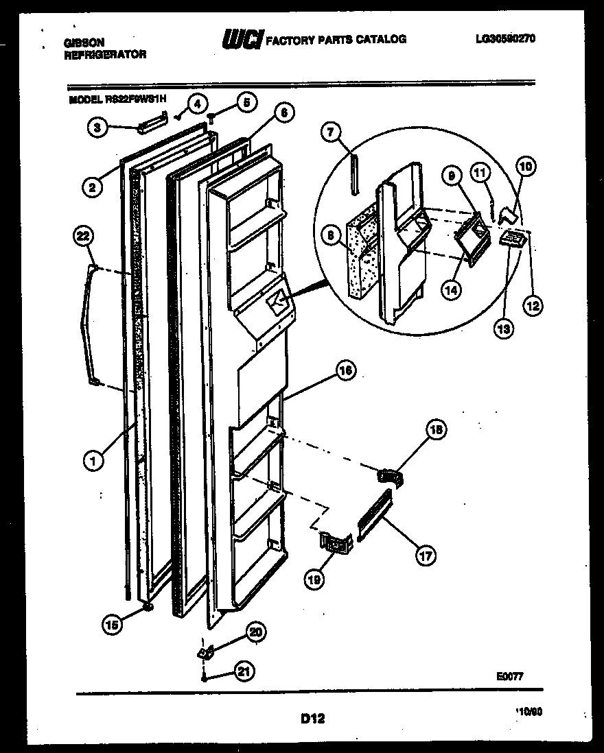 Gibson RS22F9WS1H freezer door parts diagram
