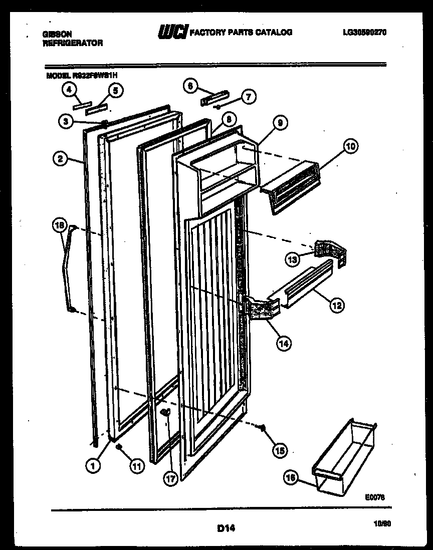 Gibson RS22F9WS1H refrigerator door parts diagram