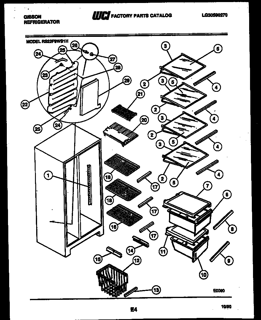 Gibson RS22F9WS1H shelves and supports diagram