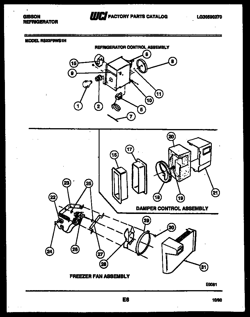 Gibson RS22F9WS1H refrigerator control assembly, damper control assembly and f diagram