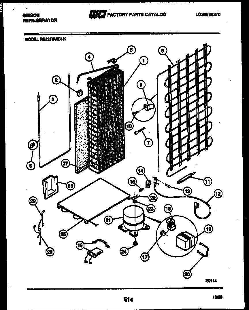 Gibson RS22F9WS1H system and automatic defrost parts diagram