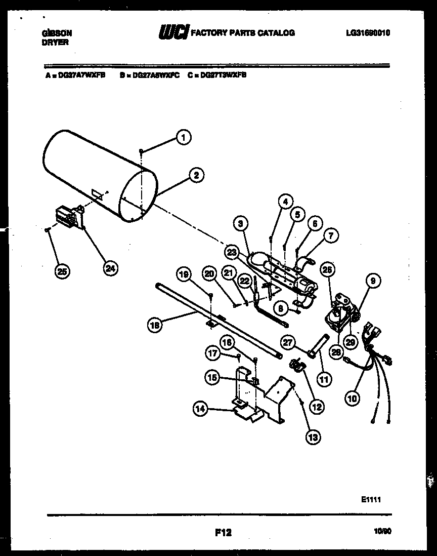 Gibson DG27T3WXFB burner, igniter and valve diagram