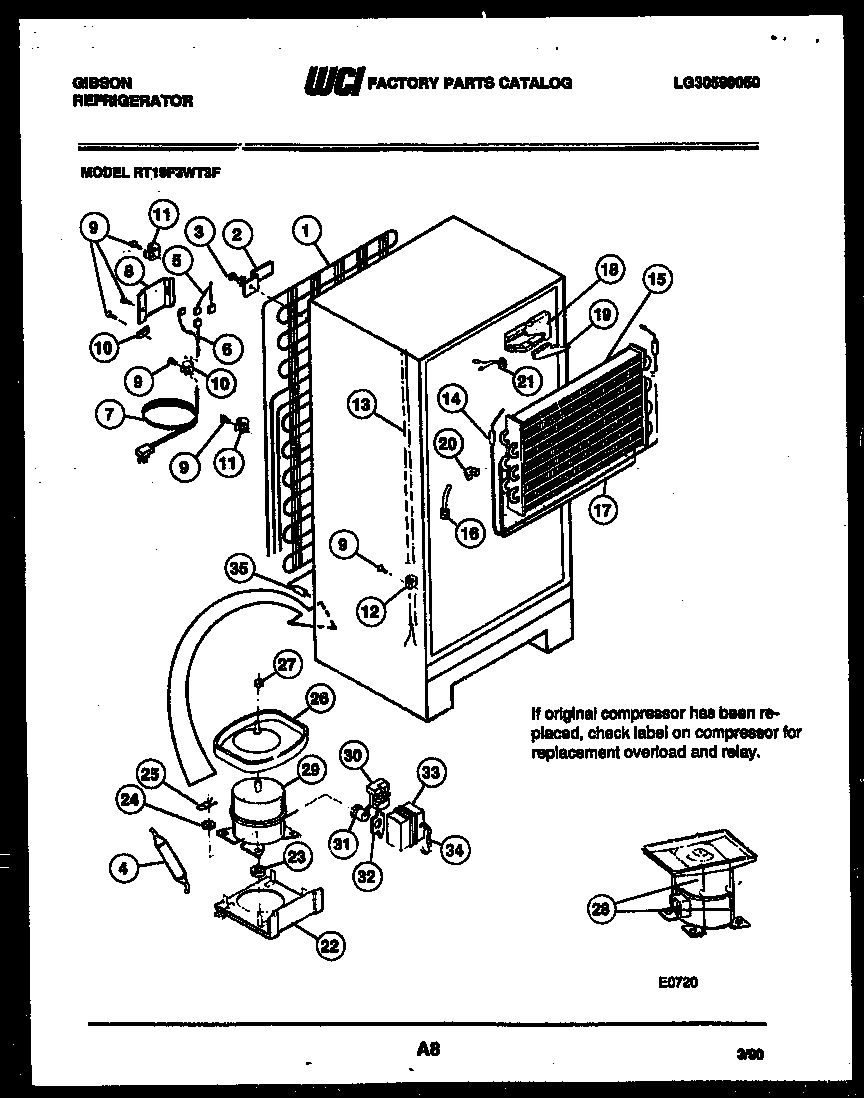 Gibson RT19F3WT3F system and automatic defrost parts diagram