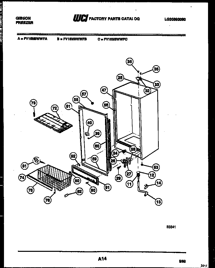 Gibson FV16M8WWFC cabinet parts diagram