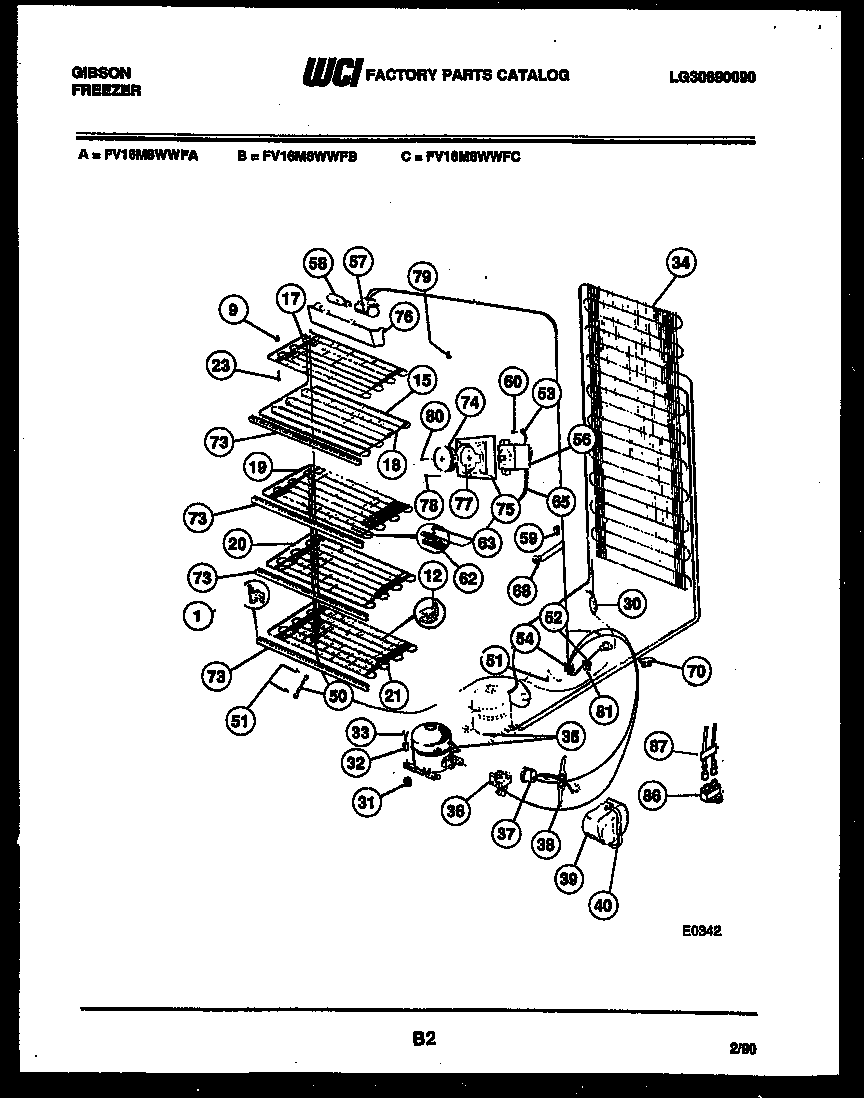 Gibson FV16M8WWFC system and electrical parts diagram