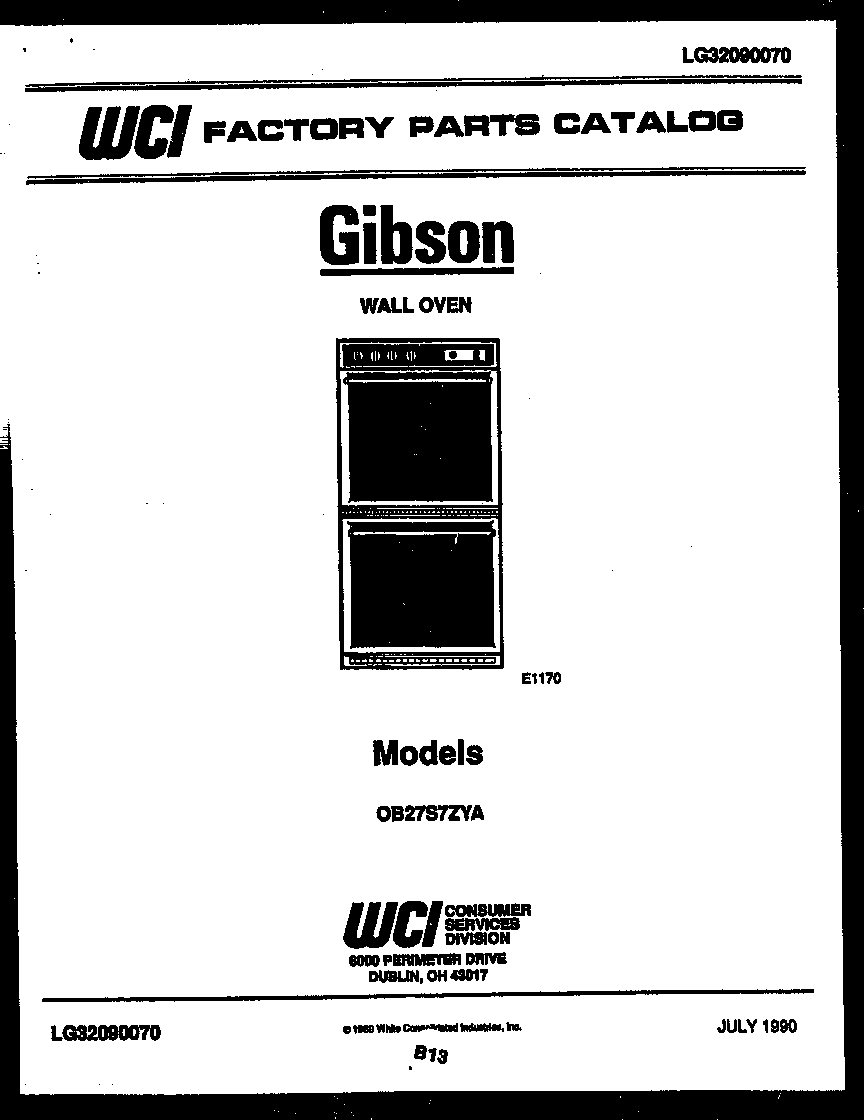 Gibson OB27S7ZYA cover page- text only diagram