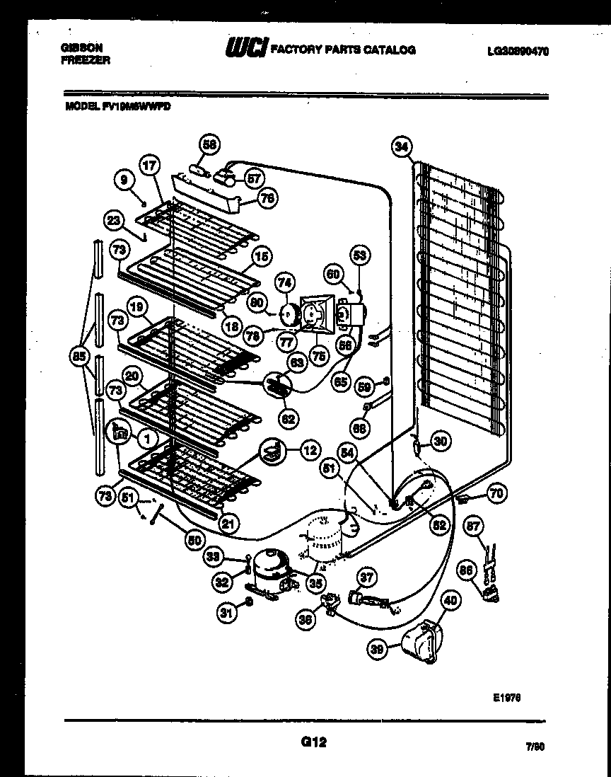 Gibson FV19M8WWFD system and automatic defrost parts diagram