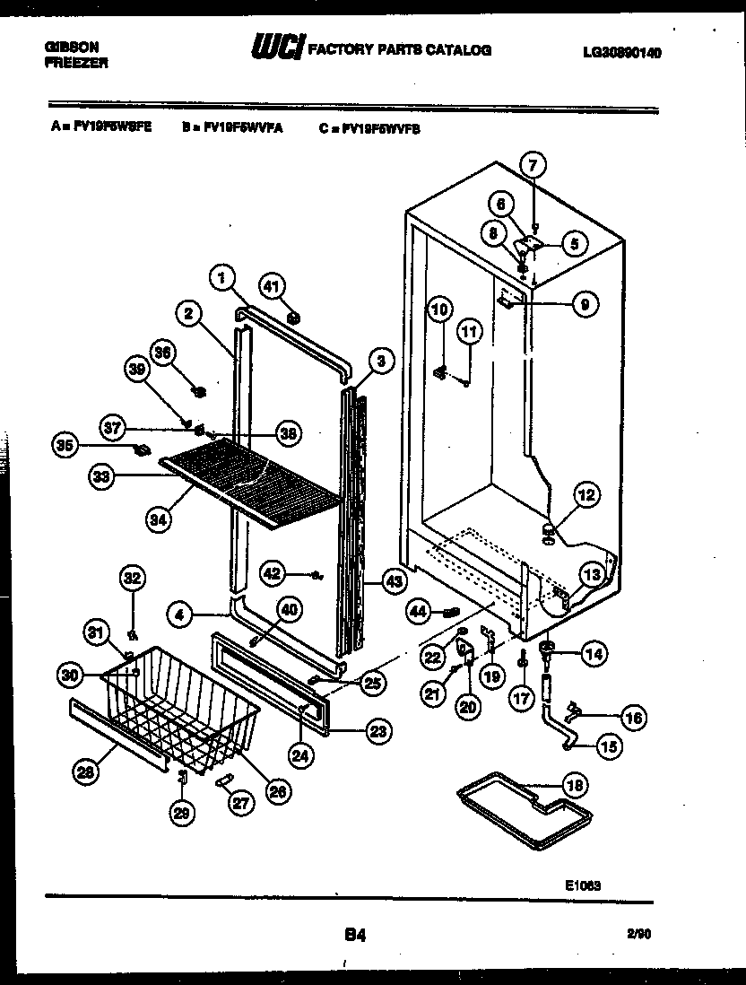 Gibson FV19F5WVFB cabinet parts diagram
