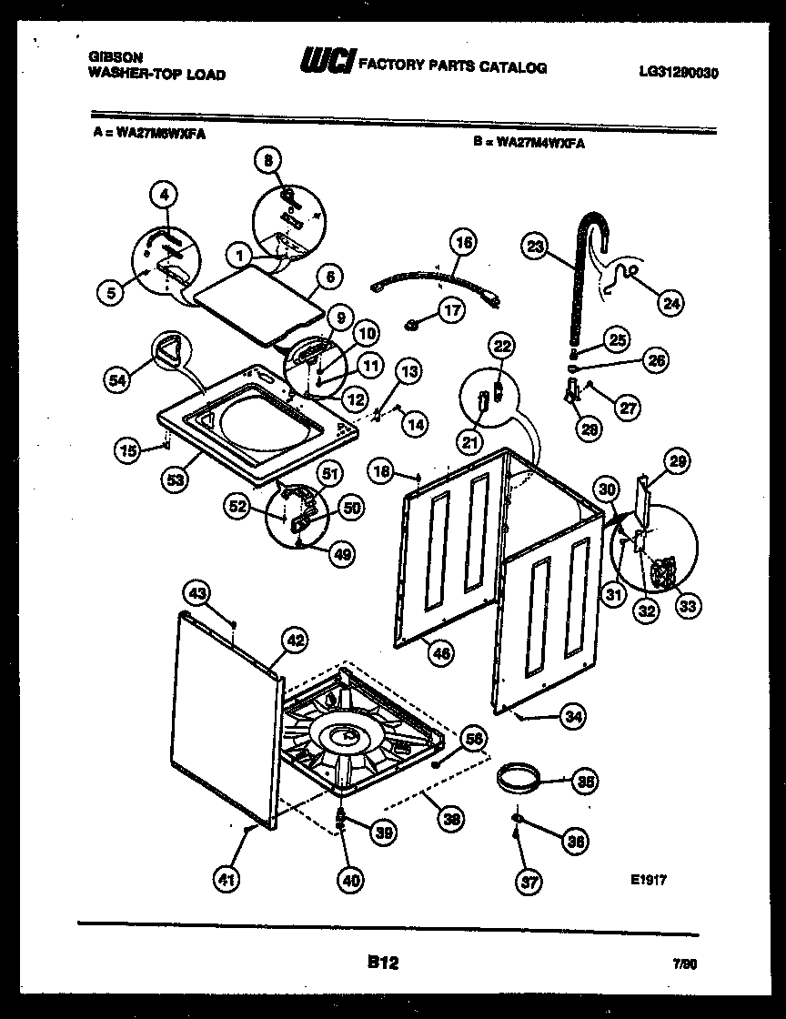 Gibson WA27M6WXFA cabinet parts diagram