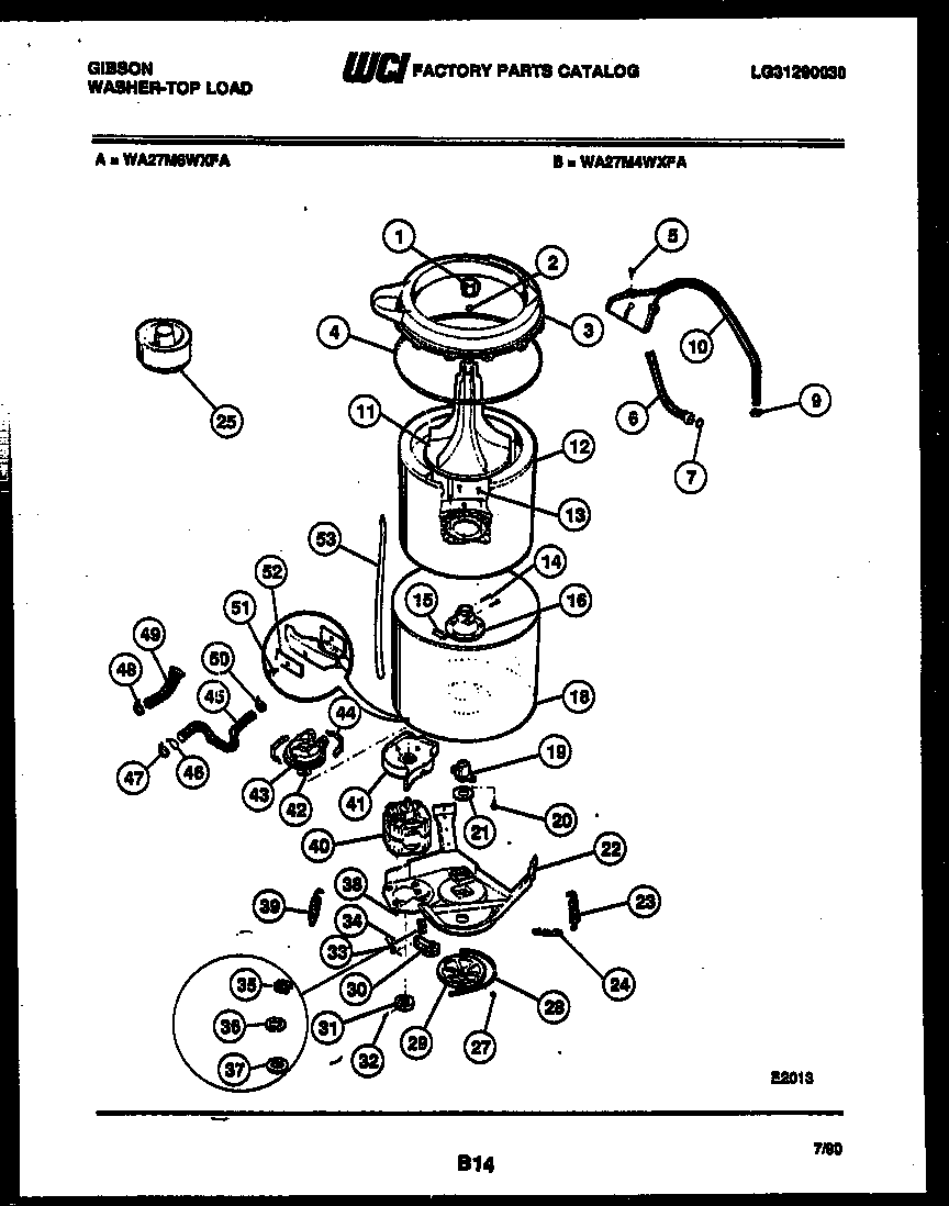 Gibson WA27M6WXFA tub detail diagram