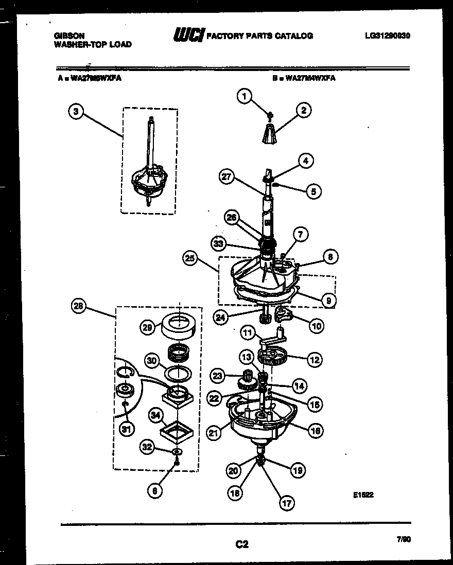 Gibson WA27M6WXFA transmission parts diagram