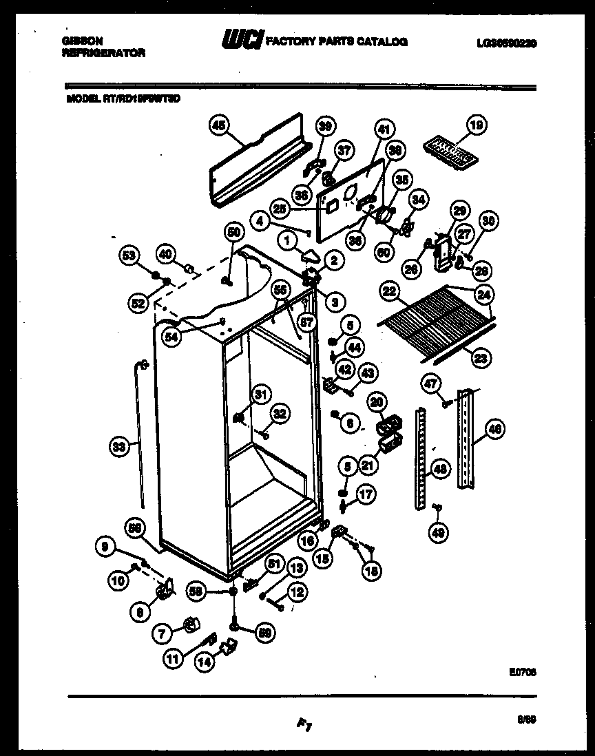 Gibson RT19F9WT3D cabinet parts diagram